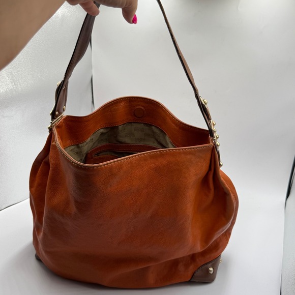 Michael Kors Handbags - Michael Kors Leather Hobo Bag Large Orange Boho Chic Slouchy Shoulder Bag READ